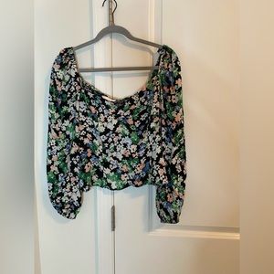 Women’s Black Floral Long Sleeve Blouse